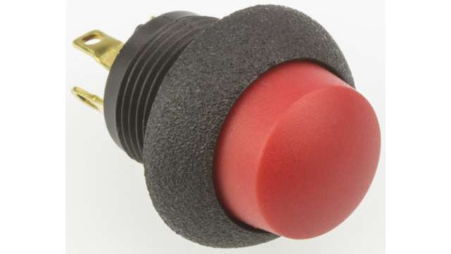 Otto P9 Series Push Button Switch, Momentary, Panel, 0.505 x 0.460 in Cutout, SPDT, Red LED, IP64, 28 V dc 115 V ac | P9-613121