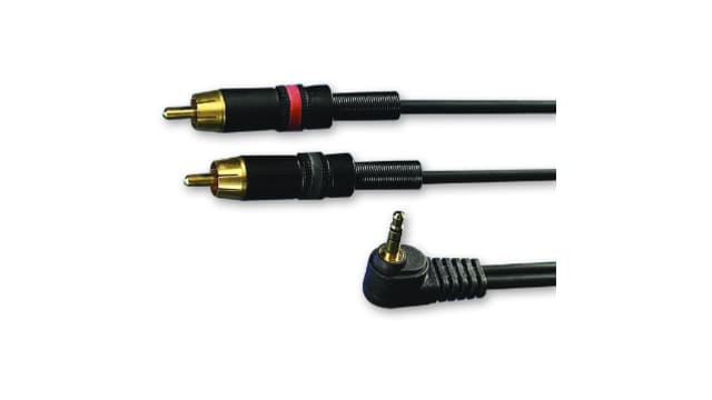 Van Damme Rean NYS373 Male 3.5 mm Stereo Jack to Male RCA x 2 Auxiliary Cable, Black, 3 m 103-326-704 | 103-326-704