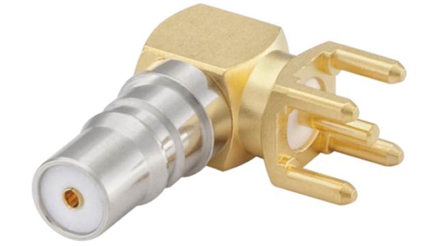 Rosenberger QMA Series PCB Female QMA, 50 Ω, Right Angle Body Solder | 28K201-400N5