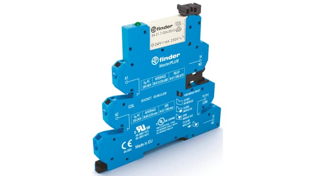 Finder 39 Series Interface Relay, DIN Rail Mount, 24V ac/dc Coil, SPDT, 1-Pole | 39.61.0.024.0060