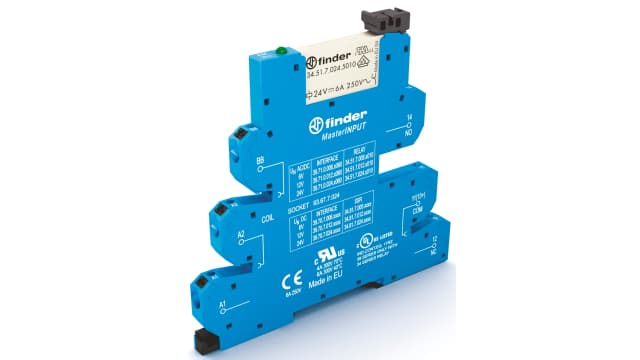 Finder 39 Series Interface Relay Module, DIN Rail Mount, 125V ac/dc Coil, SPDT, 1-Pole, 6/10A Load | 39.71.0.125.5060