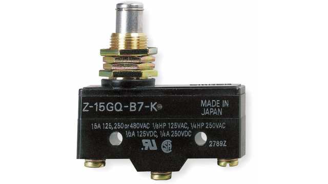 Omron Z Series Plunger Limit Switch, NO/NC, IP00, SPDT, Thermosetting Resin Housing, 500V ac Max, 15A Max | Z-15GQ-B7-K