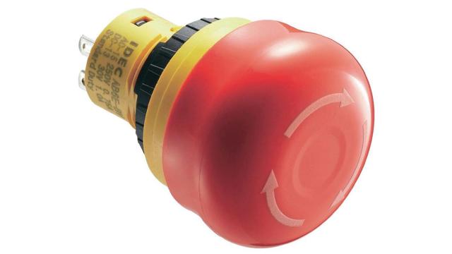 Idec X6 Series Twist Release Emergency Stop Push Button, Panel Mount, 16mm Cutout, 1NC, IP65 | AB6E-3BV01PTRM