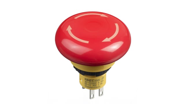 Idec X6 Series Twist Release Emergency Stop Push Button, Panel Mount, 16mm Cutout, 2NC, IP65 | AB6E-4BV02PTRM