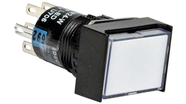 Idec AL Series Illuminated Push Button Switch, Latching, Panel, 24 x 30 mm Cutout, DPDT, White LED, IP40 250 V | AL6H-A24-W