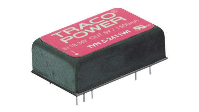 TRACOPOWER TVN 5WI DC-DC Converter, 24V dc/ 208mA Output, 9 → 36 V dc Input, 5W, Through Hole, +46°C Max Temp | TVN 5-2415WI