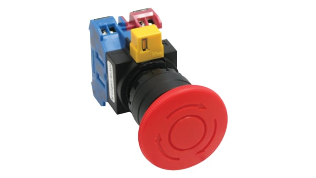 Idec HW Series Twist Release Emergency Stop Push Button, Panel Mount, 22mm Cutout, 1 NO + 1 NC, IP65 | HW1B-V4F11-R