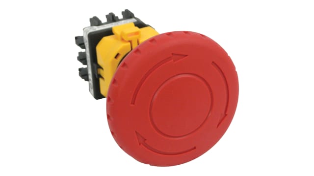 Idec XW1E Series Twist Release Emergency Stop Push Button, Panel Mount, 22mm Cutout, 4PST, IP65 | XW1E-BV504M-R