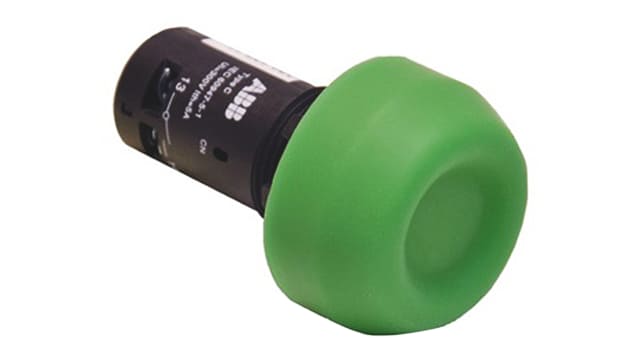 ABB Compact Series Push Button Switch, Momentary, Panel, 22 mm Cutout | 1SFA619105R1052  CP6-10G-02