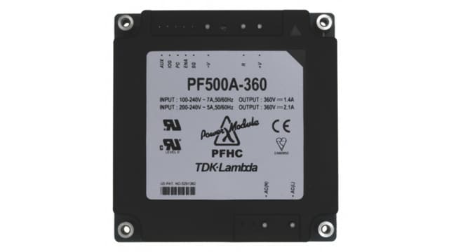 TDK-Lambda Switching Power Supply, PF-500A-360, 360V dc, 2.1A, 756W, 1 Output, 85 → 265V ac Input Voltage | PF-500A-360