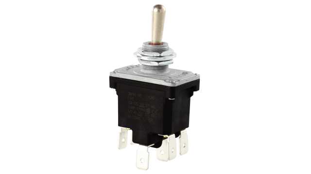 Honeywell Toggle Switch, Panel Mount, (On)-Off-(On), DPDT, Tab Terminal | 2NT91-7