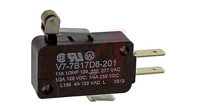 Honeywell Roller Lever Micro Switch, Quick Connect Terminal, 11 A @ 250 V ac, SP-CO | V7-7B17D8-201