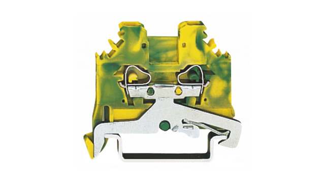 WAGO 2-Way DIN Rail Earth Terminal Block, 12 mm², 28/12 AWG Wire, Cage Clamp, Polyamide Housing | 280-107