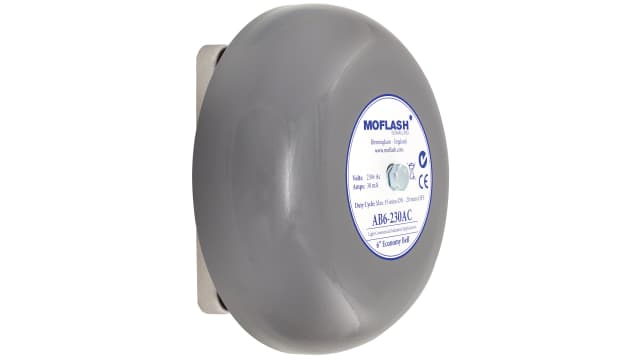 Moflash AB6 Solenoid Series Wall Mount Siren, 24 V dc, 100dB at 1 m, IP44, DC, Single-Tone | AB6-24DC