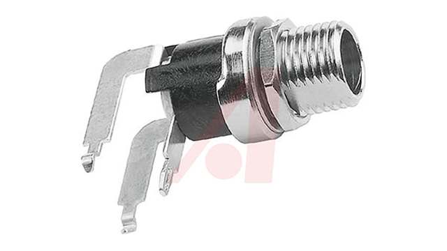 Switchcraft, RA Right Angle DC Socket 5A, 12.0 V, Panel Mount, length 19.5 mm, Silver | 712RA