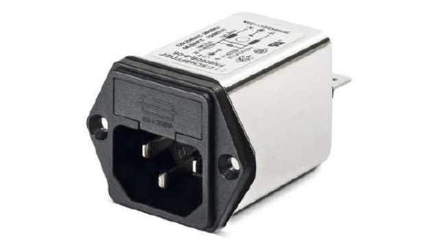 Schaffner 10A, 250 V ac Male Flange Mount IEC Inlet Filter FN261-10-06, Faston 1 Fuse | FN261-10-06