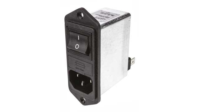 Schaffner 10A, 250 V Male Flange Mount IEC Inlet Filter 2 Pole FN282-10-06, Faston 2 Fuse | FN282-10-06