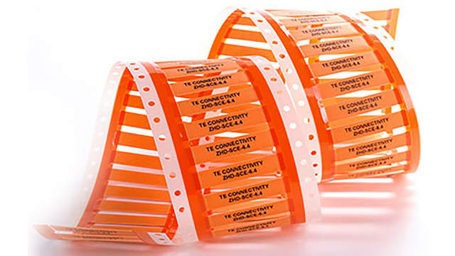 TE Connectivity Yellow White Print Heat Shrink Labels, 50 mm Width, 250 Per Pack Qty, 50 mm | ZHD-SCE-19.0-50-4