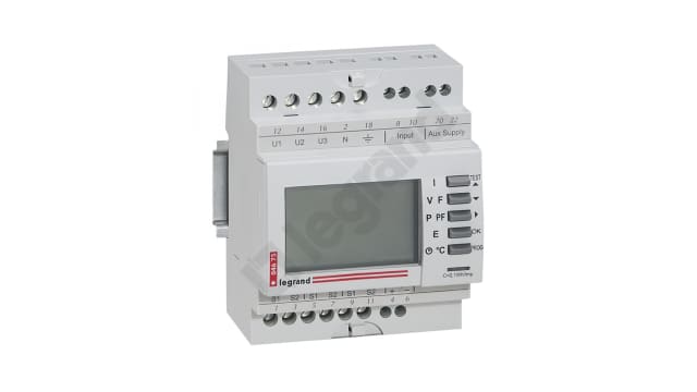 Legrand EMDX3 LCD Digital Panel Multifunction Meter for Current, Internal Temperature, Active Power, Reactive Power, | 0 046 75