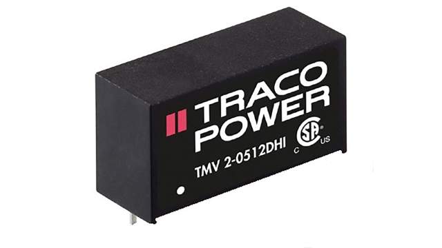 TRACOPOWER TMV 2HI DC-DC Converter, ±12V dc/ ±84mA Output, 4.5 → 5.5 V dc Input, 2W, Through Hole, +80°C Max | TMV 2-0512DHI