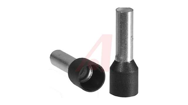Altech Insulated Crimp Bootlace Ferrule, 12 mm Pin Length, 3.9 mm Pin Diameter, Black 10 AWG Wire Size | 2210.0