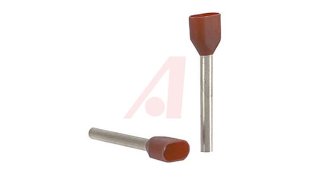 Altech Insulated Crimp Bootlace Ferrule, 18 mm Pin Length, 2.4 mm Pin Diameter, Red 2 x 18 AWG Wire Size | 2796.0