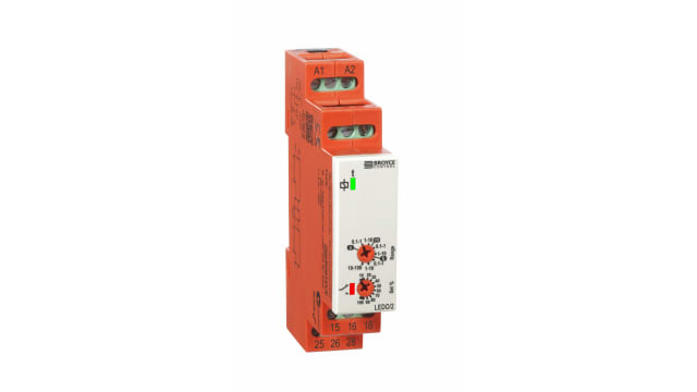 Broyce Control LEDO/2 Series DIN Rail Mount Timer Relay, 12 → 230V ac/dc, 2-Contact, 0.1 s → 100h, | LEDO/2 12-230V AC/DC