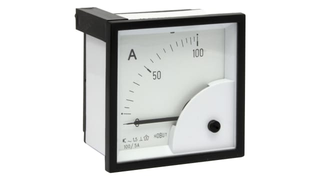 HOBUT D72SD Analogue Panel Ammeter AC, 72 mm x 72 mm, Class 1.5 Moving Iron | D72SD5A/0-100A