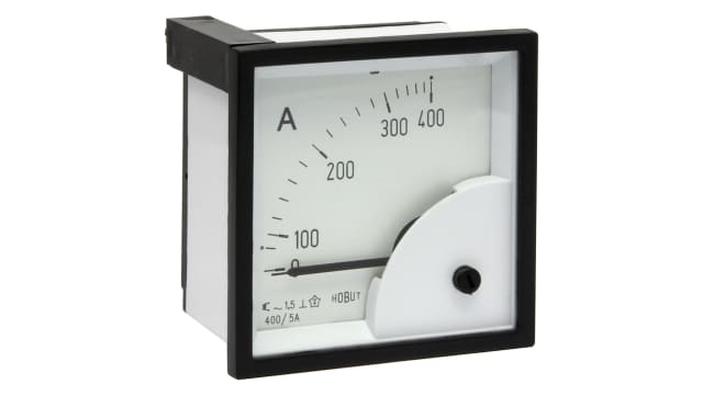 HOBUT D72SD Analogue Panel Ammeter 100 A AC, 72 mm x 72 mm, Class 1.5 Moving Iron | D72SD5A/0-400A
