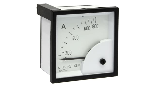HOBUT D72SD Analogue Panel Ammeter 100 A AC, 72 mm x 72 mm, Class 1.5 Moving Iron | D72SD5A/0-800A