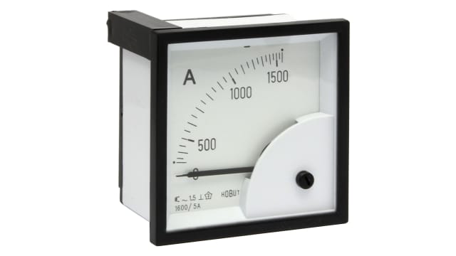 HOBUT DIN Range Analogue Panel Ammeter 100 A AC, 72 mm x 72 mm, Class 1.5 Moving Iron | D72SD5A/0-1600A
