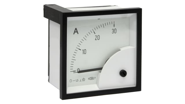 HOBUT D72MC Analogue Panel Ammeter 30 A DC, 72 mm x 72 mm Moving Coil | D72MC75MV/0-30A