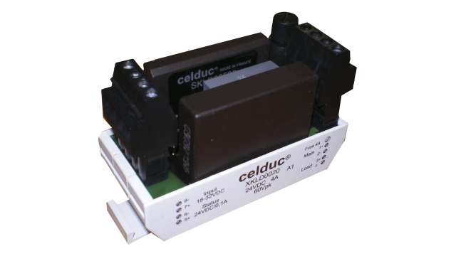 Celduc XK Series Solid State Relay, 4 A Load, DIN Rail Mount, 40 V dc Load, 32 V dc Control | XKLD0020