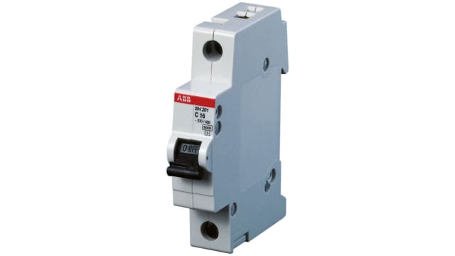 ABB ComPact Home SH200 Miniature Circuit Breaker, 1-Pole, 32 A, Type C, 440 V ac AC, 60 V DC, 6 kA Breaking Capacity | 2CDS211001R0324  SH201-C32