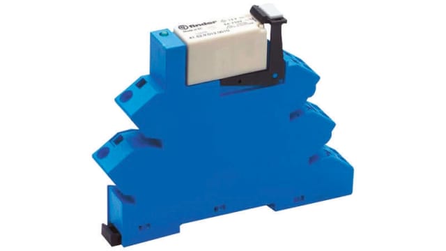 Finder 38 Series Interface Relay Module, DIN Rail Mount, 24V ac/dc Coil, DPDT, 2-Pole, 8/15A Load | 38.62.0.024.0060