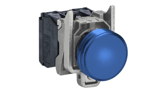 Schneider Electric, Harmony XB4, Panel Mount Blue Universal LED Pilot Light, 22mm Cutout, 120V ac | XB4BVG6