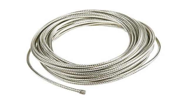 TE Connectivity Expandable Braided Copper Silver Cable Sleeve, 3mm Diameter, 100m Length, RayBraid Series | RAY-101-3.0(100)