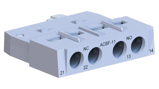WEG Auxiliary Contact Block, 2 Contact, 1NC + 1NO, Front Mount ACBF | ACBF-11
