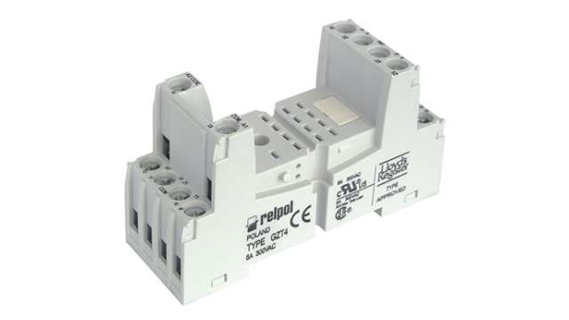 Relpol 14 Pin 300V ac DIN Rail Relay Socket, for use with R4N Relay, T-R4 Relay | GZT4-GREY