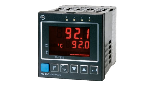 P.M.A KS92 PID Temperature Controller, 96 x 96 (1/4 DIN)mm, 4 Output Relay, 18 → 30 V dc, 24 V ac Supply Voltage | KS92-112-0000D-011