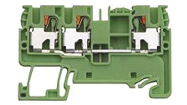 Wieland 56.203.9055.0 WTP 2.5/4 PE Series Earth Terminal Block Green, Yellow, 2.5 mm², 1-Level, Plug-In, ATEX | 56.203.9055.0