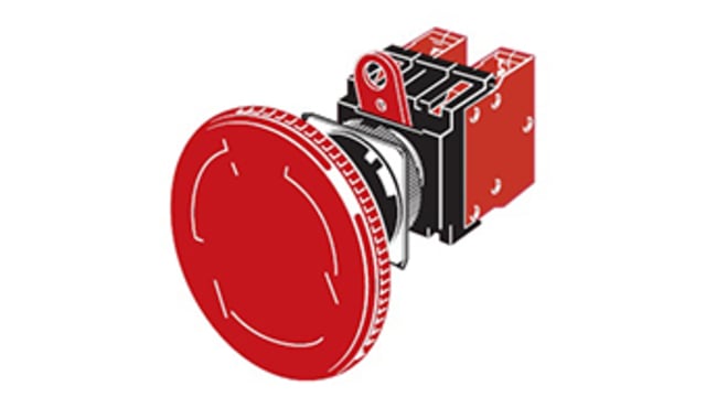 Omron A22E Series Twist Release Illuminated Emergency Stop Push Button, Panel Mount, 22mm Cutout, 2NC, IP65 | A22E-L-02