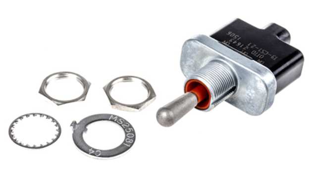 Otto Toggle Switch, Panel Mount, (On)-Off-(On), SPST, Screw Terminal, 28 V dc, 115V ac | T9-CS1-27