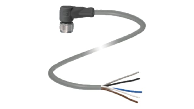 Pepperl + Fuchs Female 5 way Right Angle to 5 way Unterminated Sensor Actuator Cable, 2 m | V15-W-2M-PUR