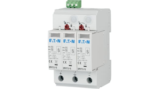 Eaton Surge Protector, 40 kA, 2.6 kV, DIN Rail | 177257 SPPVT12-06-2+PE-AX