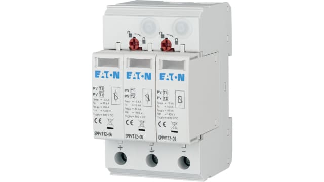 Eaton Surge Protector, 40 kA, 2.6 kV, DIN Rail | 177258 SPPVT12-06-2+PE