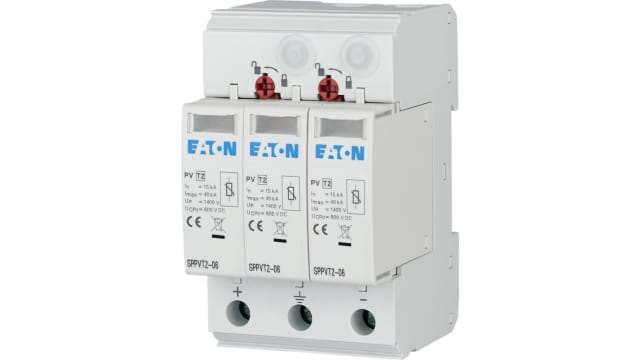 Eaton Surge Protector, 40 kA, 2.7 kV, DIN Rail | 176088 SPPVT2-06-2+PE