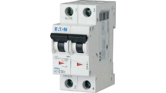 Eaton xEffect xEﬀect - FAZ-T Miniature Circuit Breaker, 2-Pole, 32 A, Type C, 440 V ac AC, 60 V dc DC, 25 kA Breaking | 142487 FAZT-C32/2
