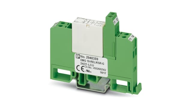 Phoenix Contact EMG 10-REL/KSR-G 24/21-LCU Series Relay Module, DIN Rail Mount, 24V Coil, SPDT, 6A Load | 2940359