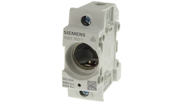 Siemens 63A Base Mount Fuse Holder for D02 Fuse, 1P, 400V | 5SG1702-1